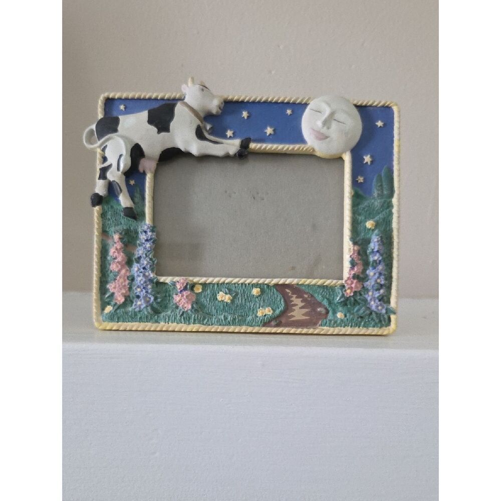 Decorative Cow & Moon Ceramic Photo Frame